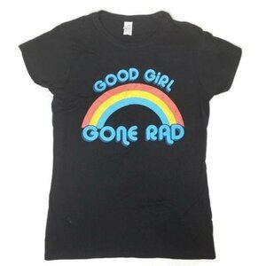 Good Girl Gone Rad Rainbow Graphic Tee size Large Gildan Softstyle Black LGBTQIA